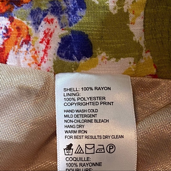 Tommy Bahama Abstract Floral Rayon Pull-On Midi Skirt w Godets - Picture 8 of 8